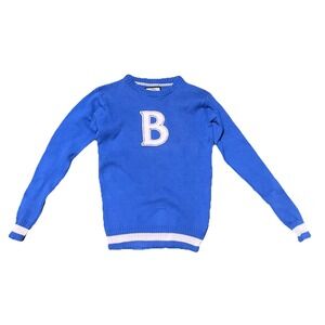 American Collegiate Craftsmanship Cotton Letterman Pullover Sweater‎ Blue Size M